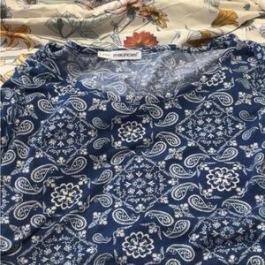Maurices Navy and White Paisley Blouse